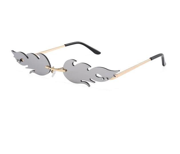 Rimless Fire Flame Shaped And Unisex Sunglasses Shades-Sunglasses-Arimonz-Silver-Arimonz