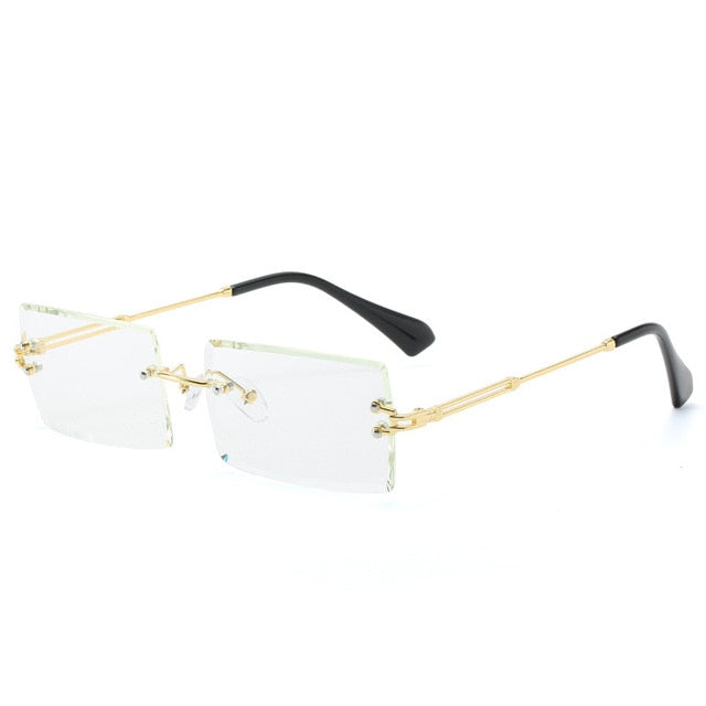 Rimless Rectangle Women Gradient Sun Glasses Retro Sunglasses-Sunglasses-Arimonz-Gold-Arimonz