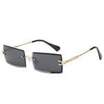 Rimless Rectangle Women Gradient Sun Glasses Retro Sunglasses-Sunglasses-Arimonz-Gold Black-Arimonz