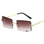 Rimless Rectangle Women Gradient Sun Glasses Retro Sunglasses-Sunglasses-Arimonz-Gold Brown-Arimonz