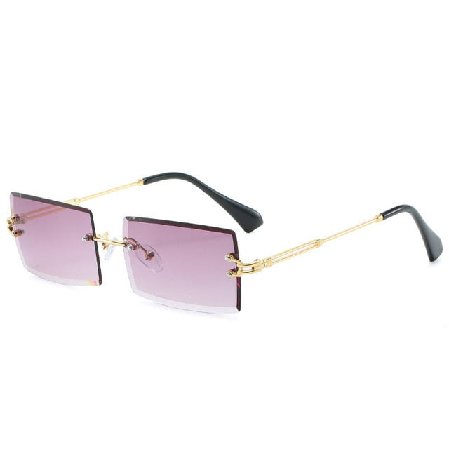 Rimless Rectangle Women Gradient Sun Glasses Retro Sunglasses-Sunglasses-Arimonz-Gold Gray-Arimonz