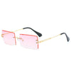 Rimless Rectangle Women Gradient Sun Glasses Retro Sunglasses-Sunglasses-Arimonz-Gold Pink-Arimonz