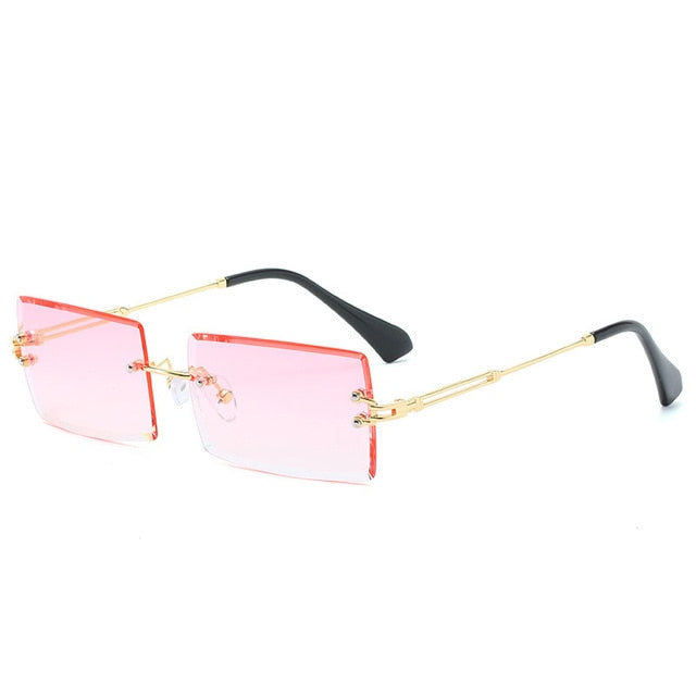Rimless Rectangle Women Gradient Sun Glasses Retro Sunglasses-Sunglasses-Arimonz-Gold Pink-Arimonz