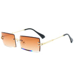 Rimless Rectangle Women Gradient Sun Glasses Retro Sunglasses-Sunglasses-Arimonz-Gold Tea-Arimonz