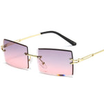 Rimless Rectangle Women Gradient Sun Glasses Retro Sunglasses-Sunglasses-Arimonz-Gold Violet-Arimonz