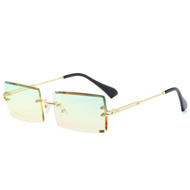 Rimless Rectangle Women Gradient Sun Glasses Retro Sunglasses-Sunglasses-Arimonz-Gold Yellow Pink-Arimonz