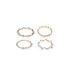 Rings - 4pcs Wave Colorful Round Rings Geometry Charm Ring