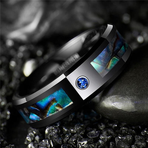 Rings - Black Ring With Blue Stone