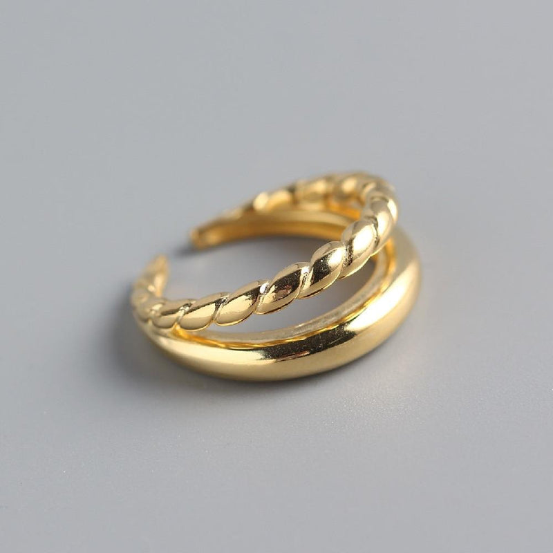 Rings - Double Tidal Twist Adjustable Ring Adjustable Round Rings Women