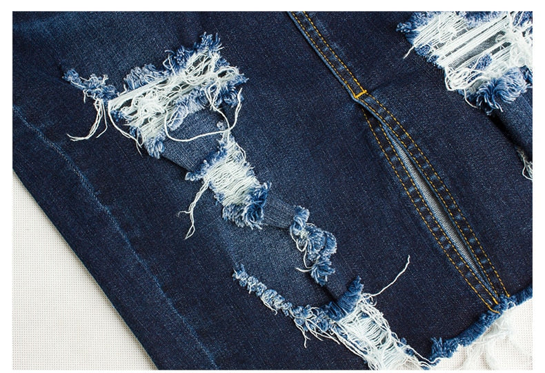 Ripped Bodycon Denim Skirts Women Midi Pencil Skirt Wrap Jeans Skirt-Denim Skirts-Arimonz-Arimonz
