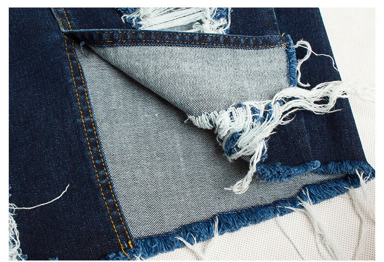 Ripped Bodycon Denim Skirts Women Midi Pencil Skirt Wrap Jeans Skirt-Denim Skirts-Arimonz-Arimonz