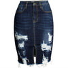 Ripped Bodycon Denim Skirts Women Midi Pencil Skirt Wrap Jeans Skirt-Denim Skirts-Arimonz-Arimonz