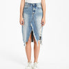 Ripped Denim Women Asymmetrical Pencil Jean Skirt High Split Skirt-Denim Skirts-Arimonz-S-Arimonz