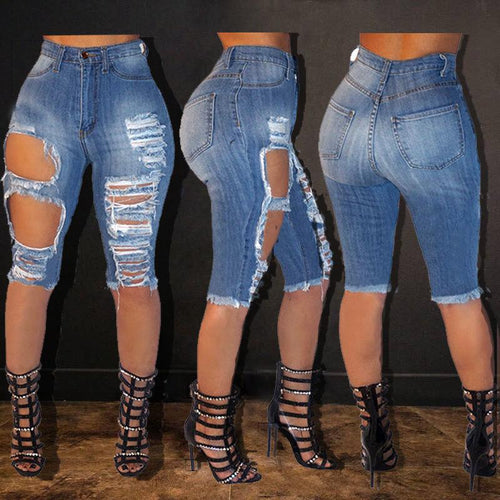 Ripped Shorts High Waist-Denim Shorts-Arimonz-Arimonz