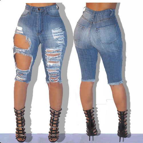 Ripped Shorts High Waist-Denim Shorts-Arimonz-Arimonz