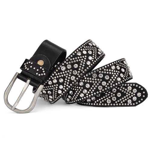 Rivet Vintage Designer Punk Belt Women Genuine Real Leather Waist Belt-Belts-Arimonz-Arimonz