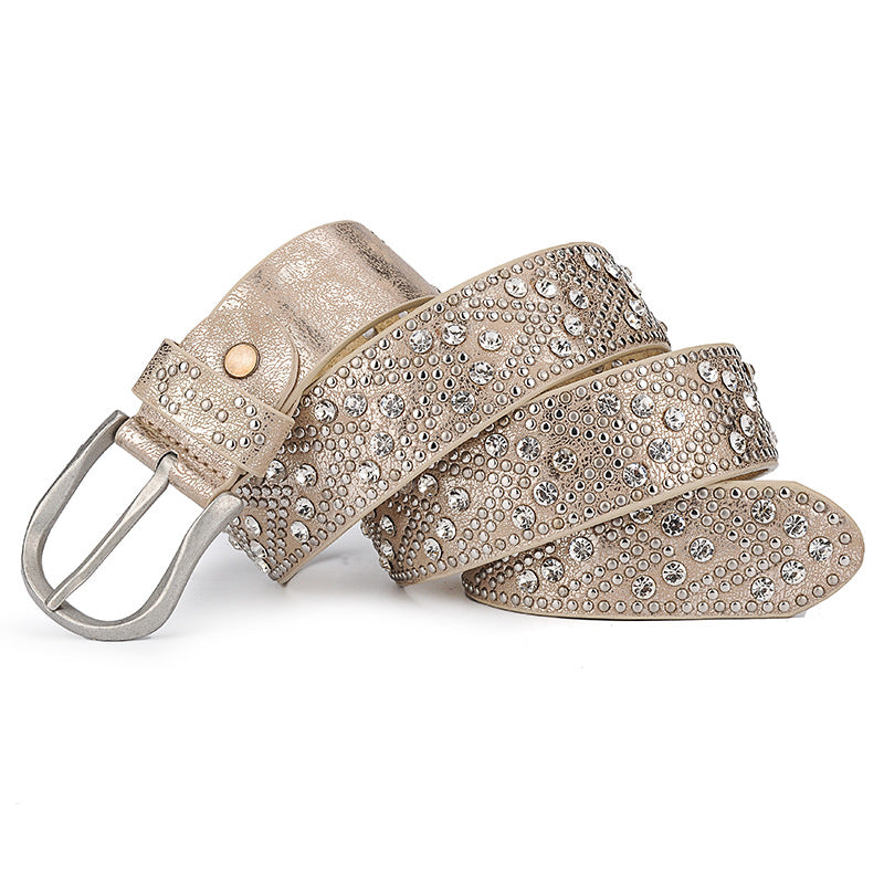 Rivet Vintage Designer Punk Belt Women Genuine Real Leather Waist Belt-Belts-Arimonz-Arimonz