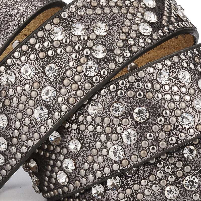 Rivet Vintage Designer Punk Belt Women Genuine Real Leather Waist Belt-Belts-Arimonz-Arimonz