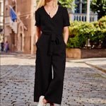 Rompers Jumpsuit Short Sleeve Playsuit Women Wide Leg Jumpsuit-Casual Jumpsuits & Rompers-Arimonz-Arimonz