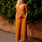 Rompers Jumpsuit Short Sleeve Playsuit Women Wide Leg Jumpsuit-Casual Jumpsuits & Rompers-Arimonz-Arimonz