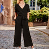 Rompers Jumpsuit Short Sleeve Playsuit Women Wide Leg Jumpsuit-Casual Jumpsuits & Rompers-Arimonz-black-S-Arimonz