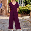 Rompers Jumpsuit Short Sleeve Playsuit Women Wide Leg Jumpsuit-Casual Jumpsuits & Rompers-Arimonz-fuchsia-S-Arimonz