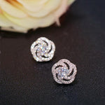Rose Flower Zircon Crystal Stud Earrings-Earrings-Arimonz-Arimonz
