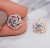 Rose Flower Zircon Crystal Stud Earrings-Earrings-Arimonz-Arimonz