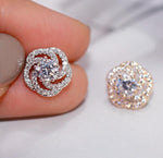Rose Flower Zircon Crystal Stud Earrings-Earrings-Arimonz-Arimonz