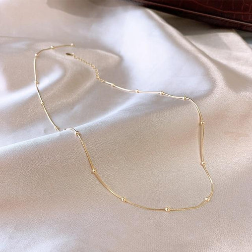 Round Bead Snake Chain Necklace-Necklaces-Arimonz-Gold-Arimonz