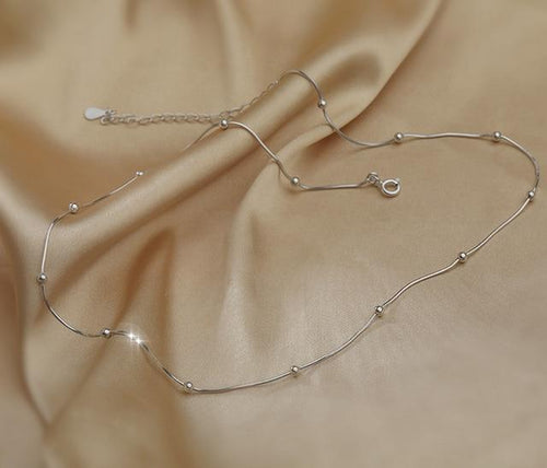 Round Bead Snake Chain Necklace-Necklaces-Arimonz-Silver-Arimonz
