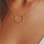 Round Circle Pendant Necklace for Women Fashion Chain Statement Necklace-Necklaces-Arimonz-Arimonz