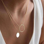 Round Circle Pendant Necklace for Women Fashion Chain Statement Necklace-Necklaces-Arimonz-Arimonz
