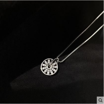 Round Compass Pendant Necklace Clavicle Chain For Women Jewelry-Necklaces-Arimonz-silver-Arimonz