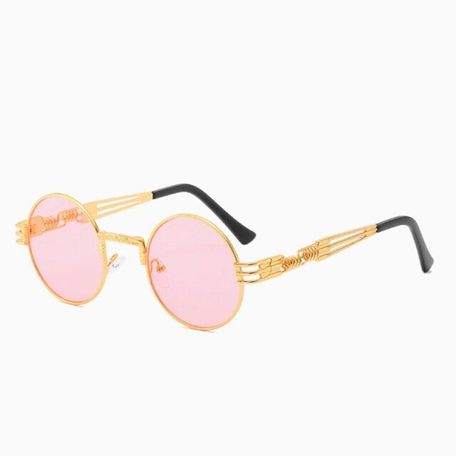 Round Sunglasses Women Metal Glasses Vintage Sunglasses-Sunglasses-Arimonz-Gold Pink-Arimonz