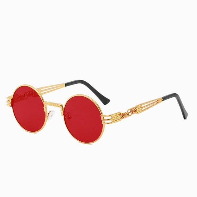 Round Sunglasses Women Metal Glasses Vintage Sunglasses-Sunglasses-Arimonz-Gold Red-Arimonz