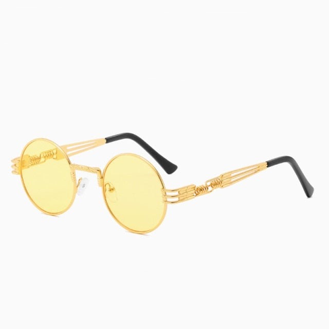 Round Sunglasses Women Metal Glasses Vintage Sunglasses-Sunglasses-Arimonz-Gold Yellow-Arimonz
