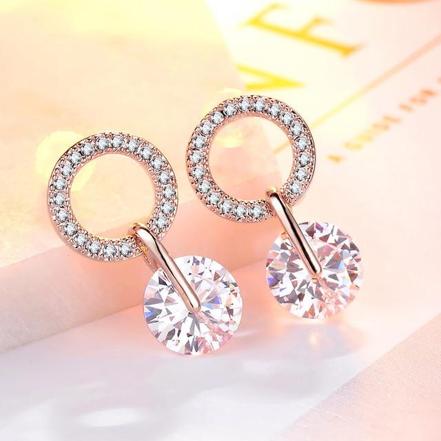 Round Women Drop Earrings Stylish Women Earring Jewelry-Earrings-Arimonz-Rose Gold-Arimonz