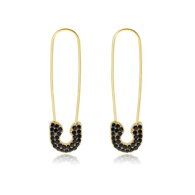 Safety Pin Studs Earrings for Women Jewelry Ear Cuff Accessories-Earrings-Arimonz-Black-Arimonz