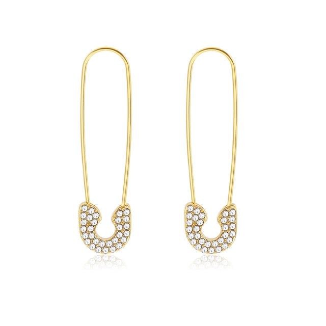 Safety Pin Studs Earrings for Women Jewelry Ear Cuff Accessories-Earrings-Arimonz-White-Arimonz