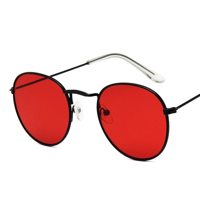 Sarah Vintage Oval Classic Sunglasses-Sunglasses-Arimonz-BlackRed-Arimonz
