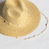 Seashell Beaded Beach Hat With Chain For Women Straw Woven Fedora Hat-Summer Hats-Arimonz-Arimonz