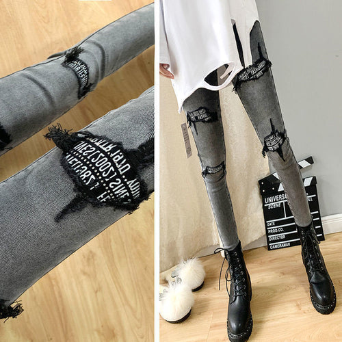Sequined Jeans Women Stretch Skinny Pencil Pants Female Denim Trouser-Skinny Jeans-Arimonz-Gray-S-Arimonz