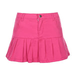 Short A-Line Denim Skirt For Women Pocket Above Knee Skirt Mini Skirts-Denim Skirts-Arimonz-Pink-S-Arimonz