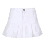 Short A-Line Denim Skirt For Women Pocket Above Knee Skirt Mini Skirts-Denim Skirts-Arimonz-white-S-Arimonz
