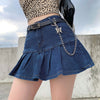 Short A-Line Denim Skirt For Women Pocket Above Knee Skirt Mini Skirts-Denim Skirts-Arimonz-Arimonz