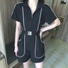 Short-Sleeve Zipper Lapel Slim Wide Leg One Piece Style Jumpsuit-Casual Jumpsuits & Rompers-Arimonz-Arimonz