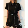 Short-Sleeve Zipper Lapel Slim Wide Leg One Piece Style Jumpsuit-Casual Jumpsuits & Rompers-Arimonz-Arimonz