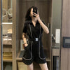 Short-Sleeve Zipper Lapel Slim Wide Leg One Piece Style Jumpsuit-Casual Jumpsuits & Rompers-Arimonz-Arimonz