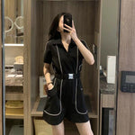 Short-Sleeve Zipper Lapel Slim Wide Leg One Piece Style Jumpsuit-Casual Jumpsuits & Rompers-Arimonz-Arimonz